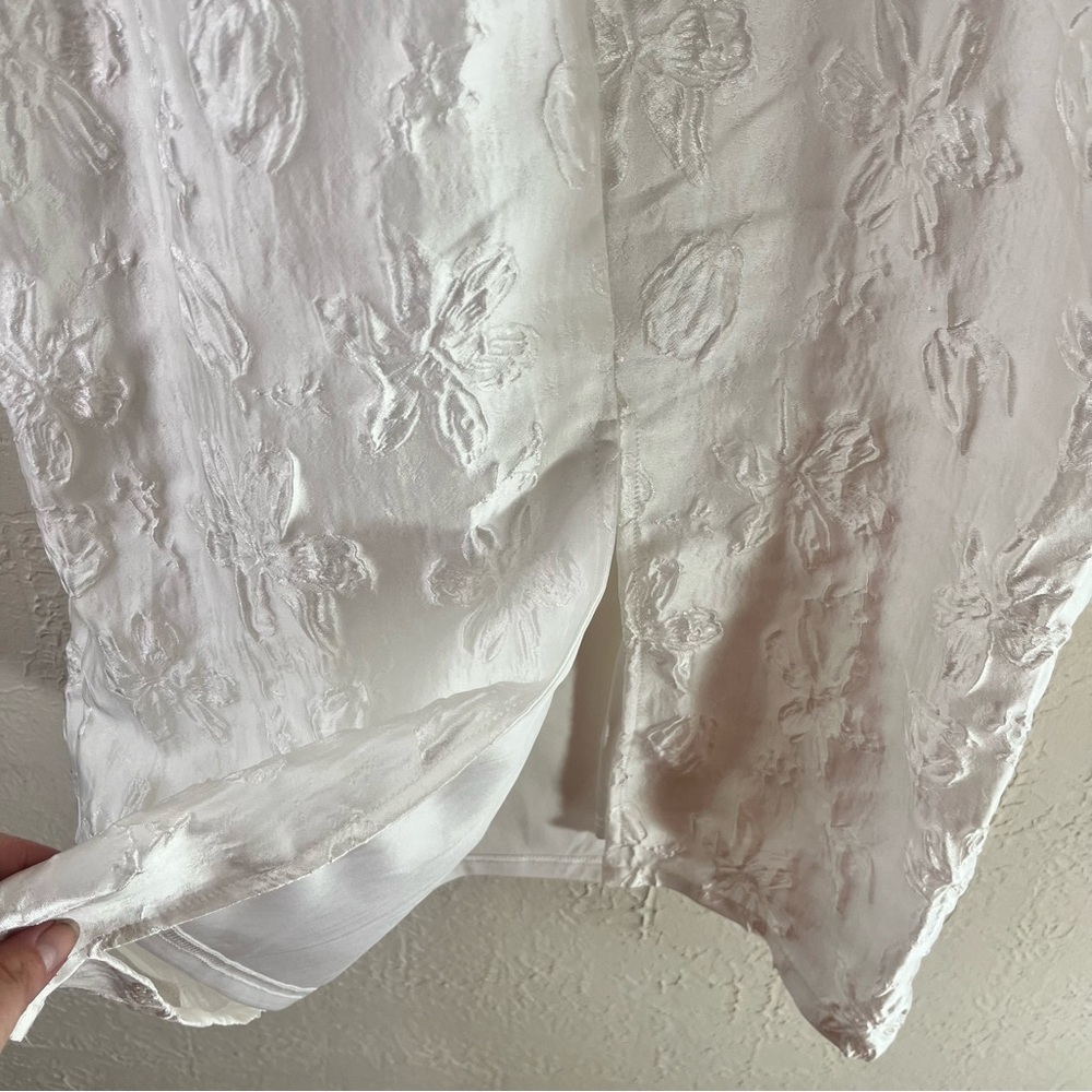 Lulu's Gorgeous Persona White Satin Jacquard Tie Strap Midi Dress - Picture 13 of 15